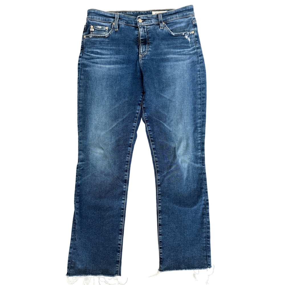 AG Adriano Goldschmied AG-ED Denim Straight Leg Jeans Medium Wash Raw‎ Hem Sz 30